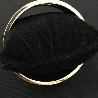 Vintage thick Black, enameled, gold tone magnetic bangle bracelet