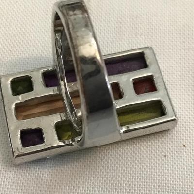 Stained Window pain Large Statement Ring