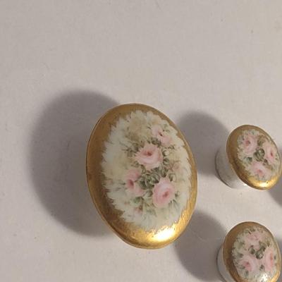 Collection of Vintage Hand Painted Porcelain Buttons (#49)