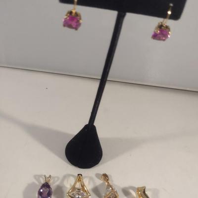 Collection of Gold Tone Sterling 925 Jewelry- Pendants and Earrings (#51)