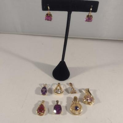 Collection of Gold Tone Sterling 925 Jewelry- Pendants and Earrings (#51)