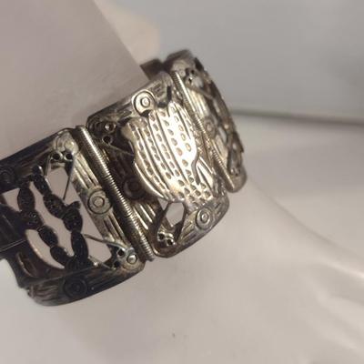 Wide Sterling Silver Bracelet- 6 3/4" Long- Approx Total Weight 49.6 Grams (#52)