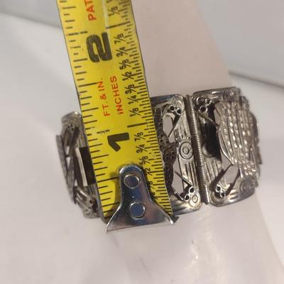Wide Sterling Silver Bracelet- 6 3/4" Long- Approx Total Weight 49.6 Grams (#52)