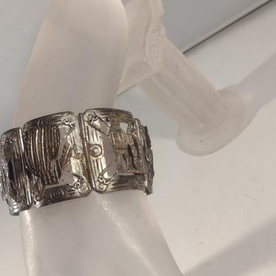 Wide Sterling Silver Bracelet- 6 3/4" Long- Approx Total Weight 49.6 Grams (#52)