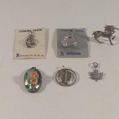 Sterling Silver Charms/Pendants and Diminutive Unicorn Figurine (#54)