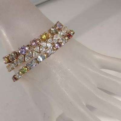 Collection of Gold Tone Sterling 925 Bracelets (#55)