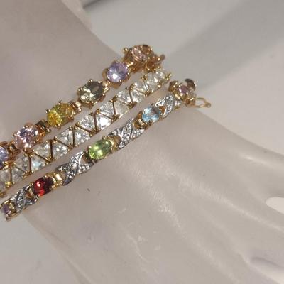 Collection of Gold Tone Sterling 925 Bracelets (#55)