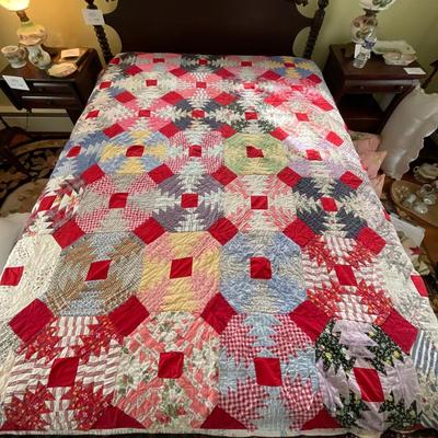 UD760 Antique Multi Colored Handmade Quilt
