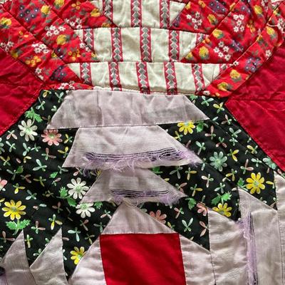 UD760 Antique Multi Colored Handmade Quilt