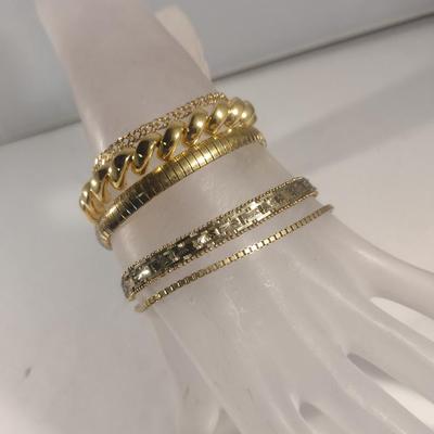 Collection of Gold Tone Sterling 925 Bracelets (#56)