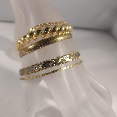Collection of Gold Tone Sterling 925 Bracelets (#56)