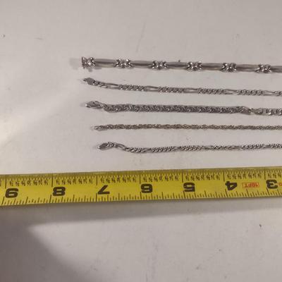 Collection of Sterling Silver 925 Bracelets and Necklaces- Approx Total Weight 51.0 Grams (#57)