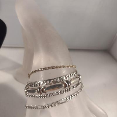 Collection of Sterling Silver 925 Bracelets and Necklaces- Approx Total Weight 51.0 Grams (#57)