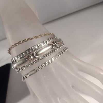 Collection of Sterling Silver 925 Bracelets and Necklaces- Approx Total Weight 51.0 Grams (#57)
