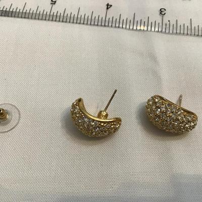 Roman Gold Tone Sparkling Stud Earrings