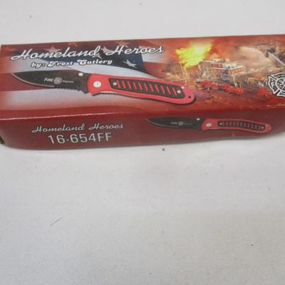 Set of 11 New Red Homeland Heroes Pocket Clip Frost Cutlery Knives 16-654FF #10
