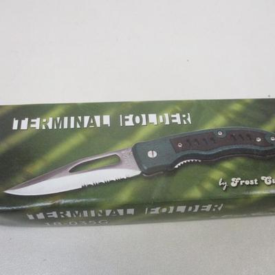 Set Of 11 New Black/Green Terminal Folder Pocket Knives Frost Cutlery 18-035G #24