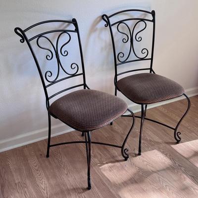 Two Pier 1 Mediterranean Style Wrought Iron Chairs (PB-DZ)