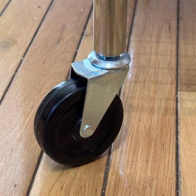 Chrome Rolling Kitchen Cart w/ Butcher Block Top (K-DZ)