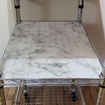 Chrome Rolling Kitchen Cart w/ Butcher Block Top (K-DZ)