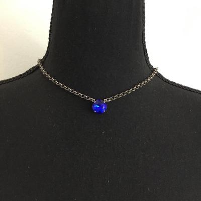 Vintage blue rhinestone in crystal heart charm