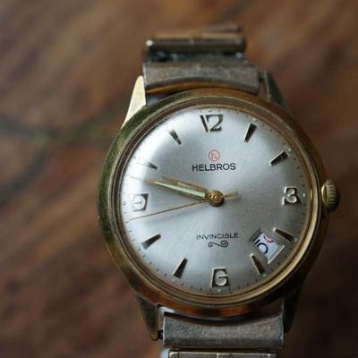 HELBROS MANS 1950'S WRIST WATCH -FRANCE/ GOLDFILLED AIRFLEX BAND