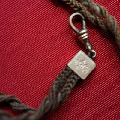 ANTIQUE VICTORIAN ERA HAIR WATCH FOB W/ ROSE GOLD ENGRAVING/ LOCKET