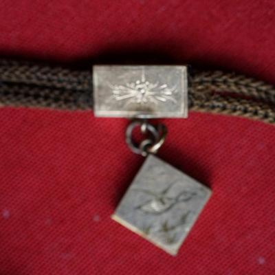 ANTIQUE VICTORIAN ERA HAIR WATCH FOB W/ ROSE GOLD ENGRAVING/ LOCKET