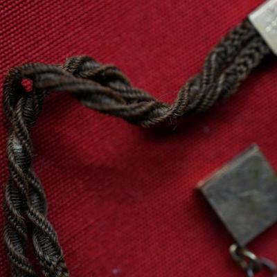 ANTIQUE VICTORIAN ERA HAIR WATCH FOB W/ ROSE GOLD ENGRAVING/ LOCKET