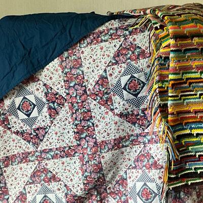 Hand stitched quilt and afghan