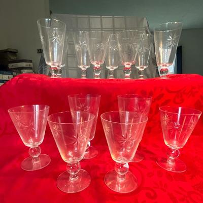 MCM Sevron Starfire Wine Glasses, two sizes