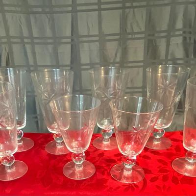 MCM Sevron Starfire Wine Glasses, two sizes