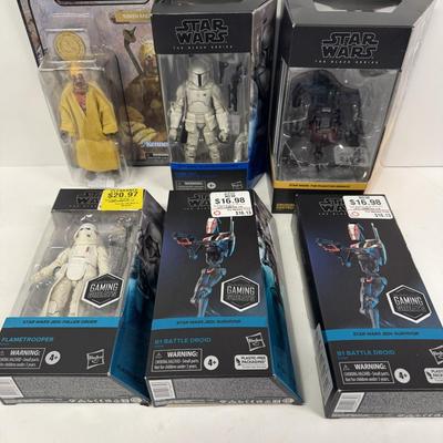LOT 174: Hasbro Star Wars Black Series Various Figures, including Boba Fett & More!