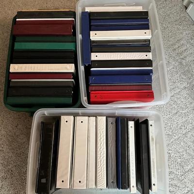 Three totes of binders, Totes are NOT included.