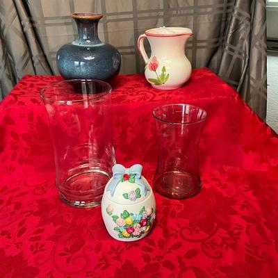 Pottery Vase, Music Candy Dish, Hand Blown Glass Vase from Mexico, Plus