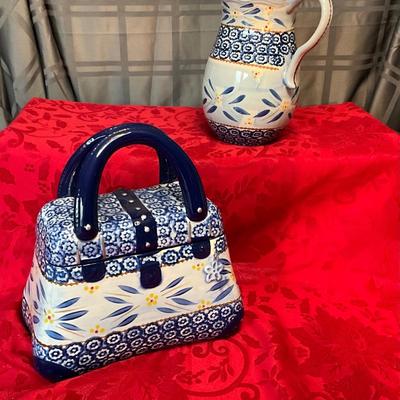 Ceramic Purse Cookie Jar with Ceramic Pitcher