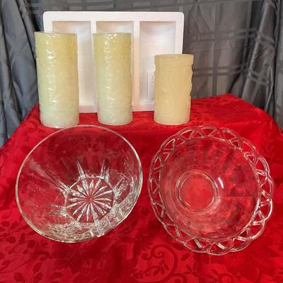 Vintage Imperial Open Lace Edged Bowl, Princess House Bowl, Battery Candles