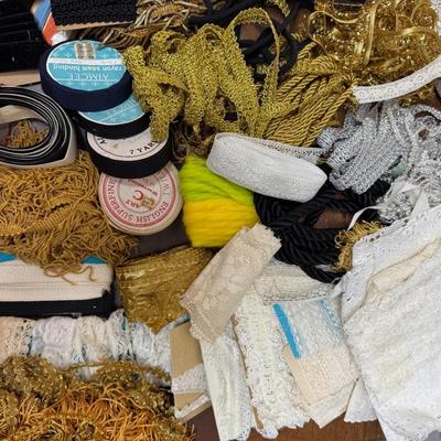 Huge Vintage Sewing Notions Lot for Seamstresses - variety of lace trim, fringe, binding, etc