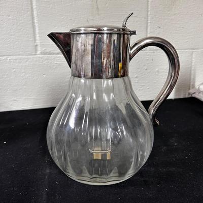 Vintage glass & silver-plate pitcher