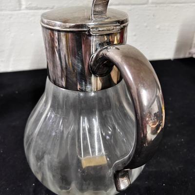 Vintage glass & silver-plate pitcher