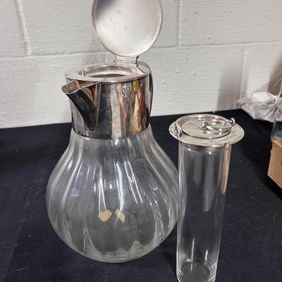 Vintage glass & silver-plate pitcher