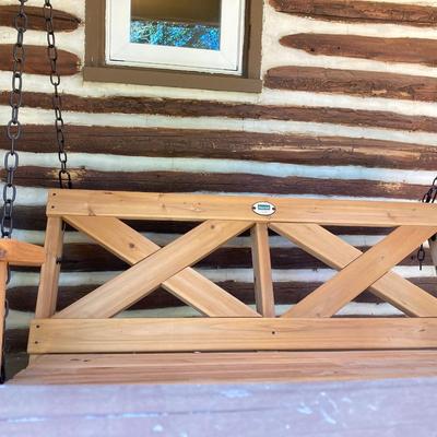 LOT 55: Hanging Wooden Porch Swing with Metal Chain by Backyard Discovery
