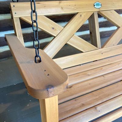 LOT 55: Hanging Wooden Porch Swing with Metal Chain by Backyard Discovery
