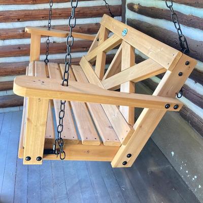LOT 55: Hanging Wooden Porch Swing with Metal Chain by Backyard Discovery