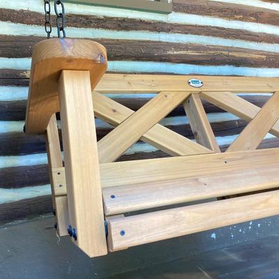 LOT 55: Hanging Wooden Porch Swing with Metal Chain by Backyard Discovery