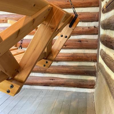 LOT 55: Hanging Wooden Porch Swing with Metal Chain by Backyard Discovery