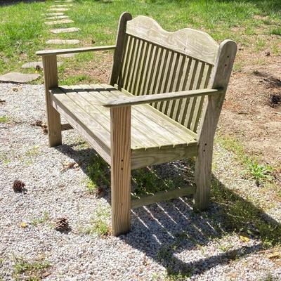 LOT 57: Wooden Outdoor Two Seat Garden Bench
