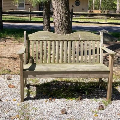 LOT 57: Wooden Outdoor Two Seat Garden Bench