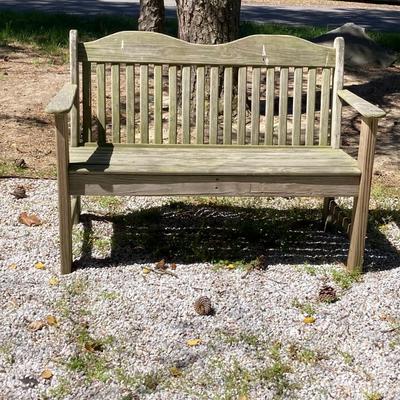 LOT 57: Wooden Outdoor Two Seat Garden Bench
