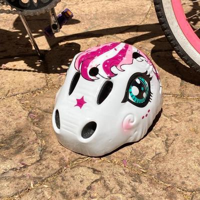 LOT 61: Women’s Pink Electra Bicycle, Girls Purple Kent Tiki Bay Bicycles and Child’s Helmet